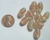 10 14x9mm Oval Orange with Flower Lampwork